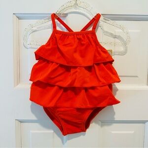 Carter's Bright Orange Ruffled One Piece NWT